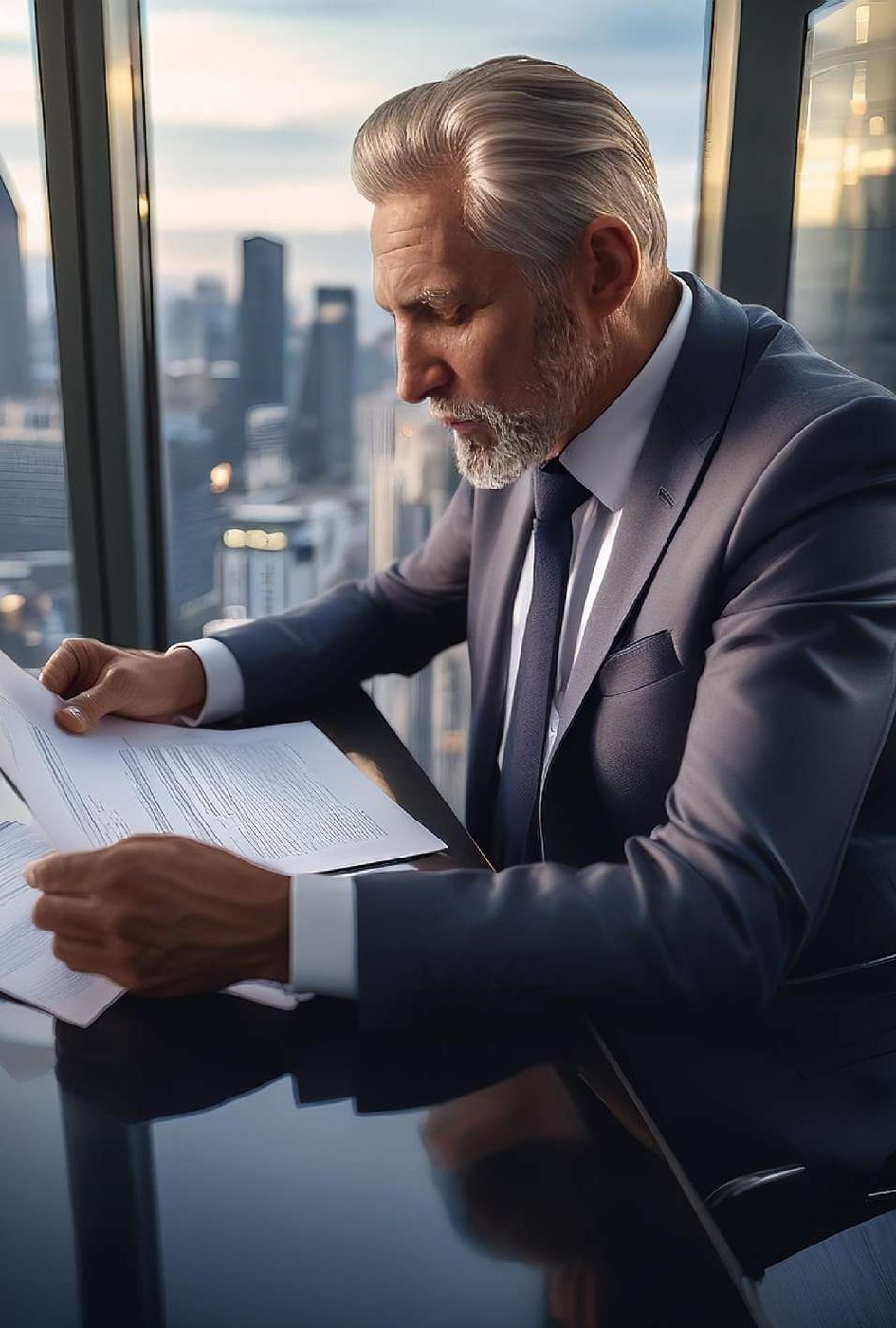 Executivo analisando documentos