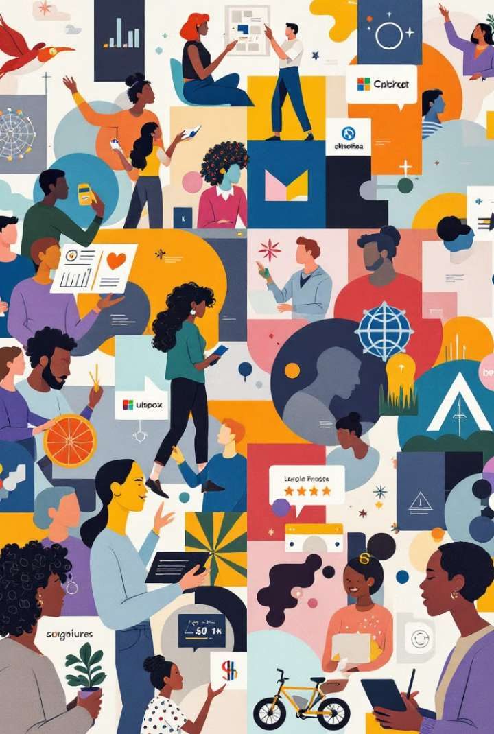 Ilustração de impacto social e comunidade