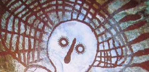 Pintura rupestre em parede de caverna